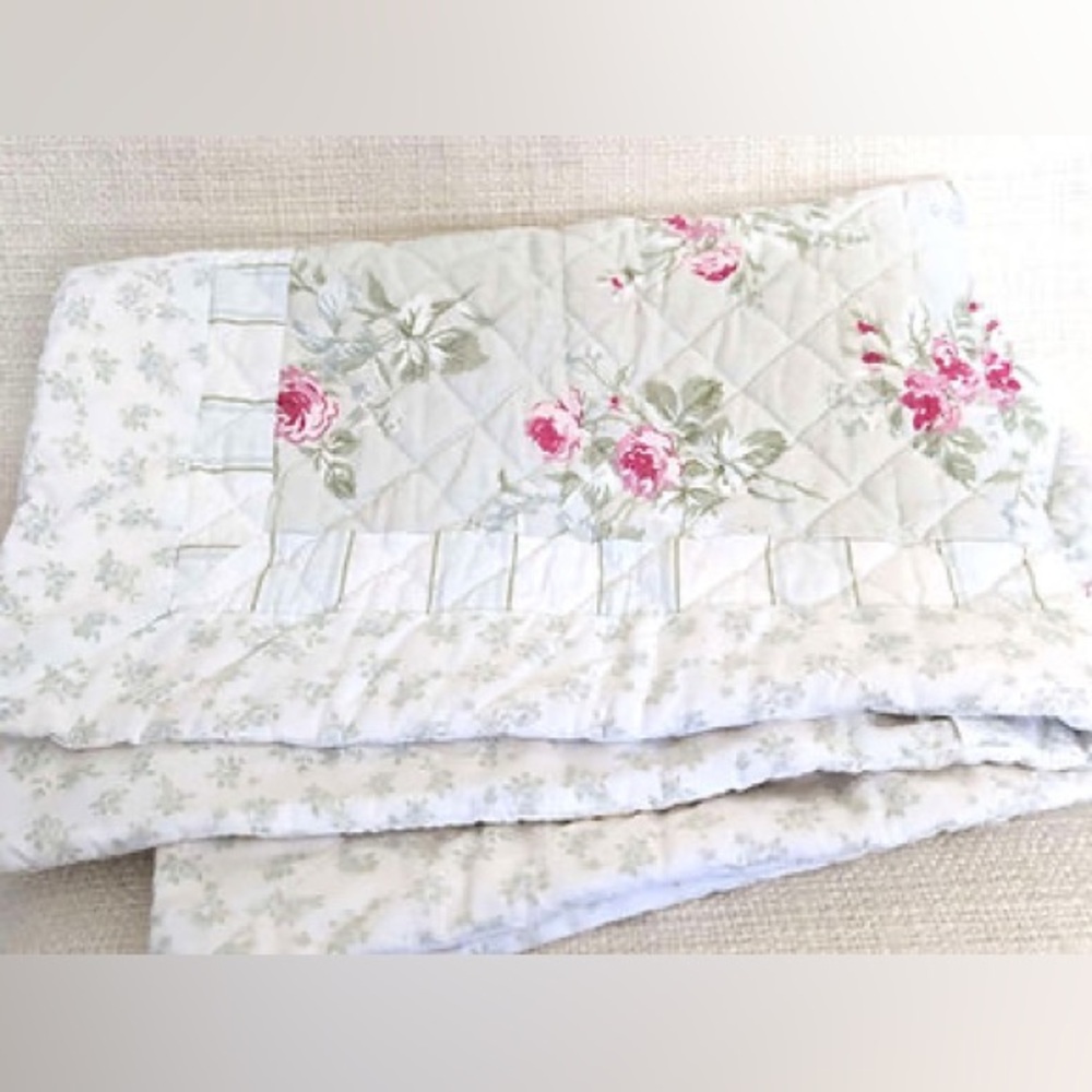 Simply Shabby Chic Green Striped Rose Floral Std Sham